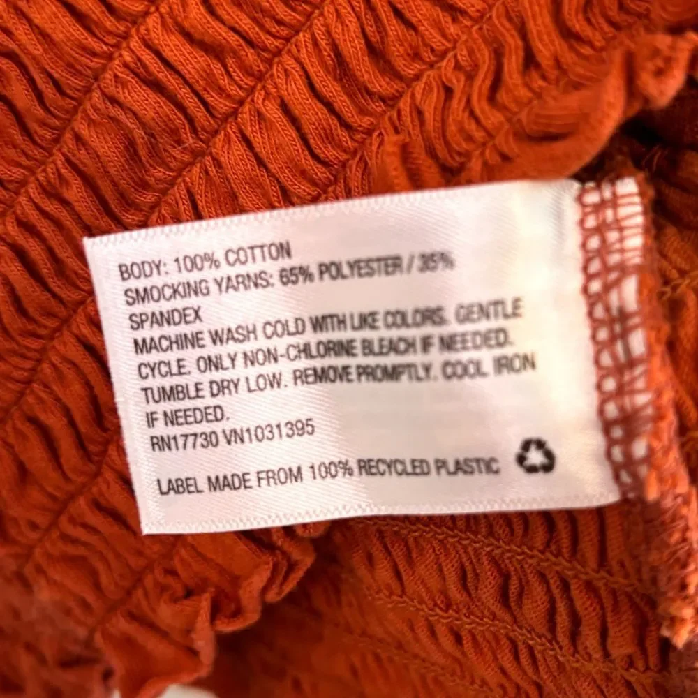 Wild Fable Rust Orange Smocked Tie-Strap Women's Tank Top Size Small